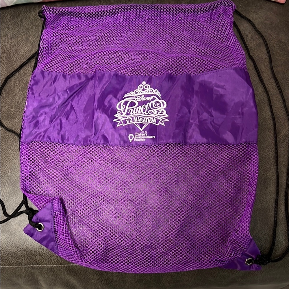 Disney Princess Half Marathon Purple Mesh Drawstring Backpack